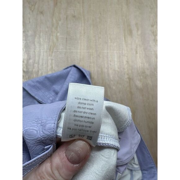 Naked Wardrobe Women's 2X Lavender Faux Leather Croc Straight Leg Pants Wide Leg - Picture 4 of 7